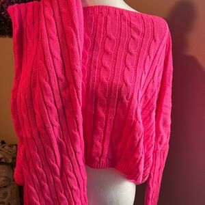 Fashion Nova Bright Pink Cable Knit Sweater set